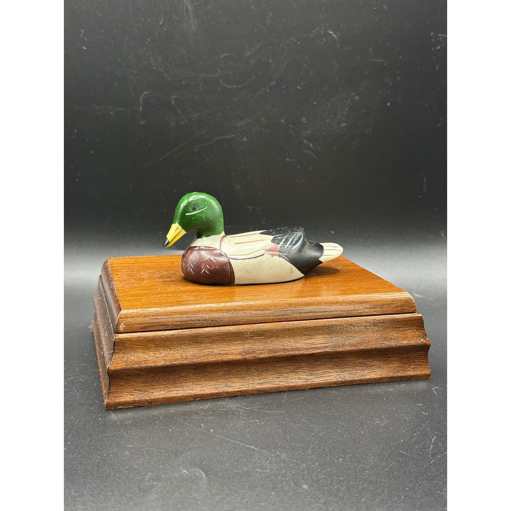 Vintage 1981 Price Products Mallard Duck Wooden Playing Card Box with 2 Decks